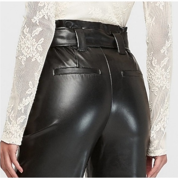 NEW Express Black High-Waisted Leather full length Pants Women’s Small - Picture 1 of 5